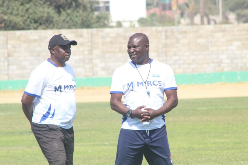 Aggrey Chiyangi during training with his assistant . (Photo via Nkwazi media)