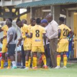 Mutapa talking to his players during an MTN Super League match against Red Arrows at the Arthur Davies stadium in Kitwe on September 8,2024. (Photo via PDFC media)