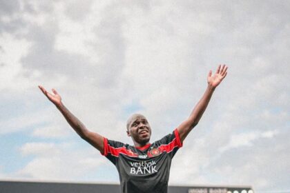 Edward Chilufya celebrates with fans after scoring on his birthday. (Photo via @chilufyaedward10