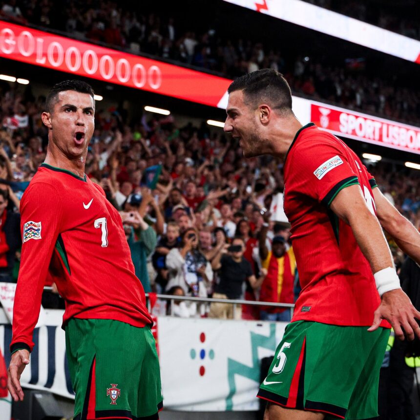 Cristiano Ronaldo celebrates his match winning goal for Portugal against Scotland in the UEFA nations League on September 9, 2024. (Photo via X/@Cristiano)