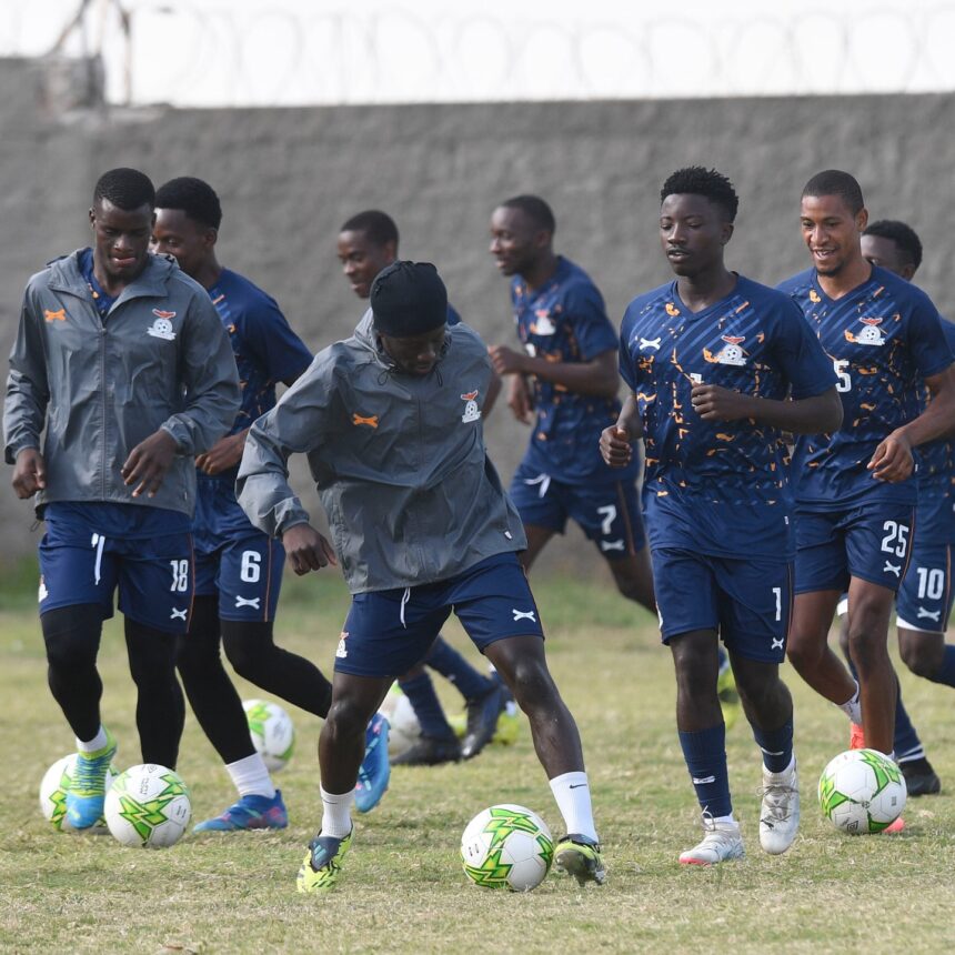 Zambia U-20 team during a training session ahead of their semifinal match against Zimbabwe on October 2, 2024 in Mozambique. (Photo via Cosafa media)