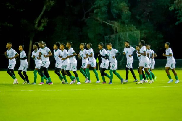 Zambia's Copper Princesses at the Estadio Panamericano de San Cristóbal during training. (Photo via FAZ media)