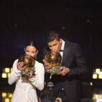 Rodri and Aitana Bonmatí after being announced as 2024 Ballon d’Or winners. (Photo via X/@@ballondor)