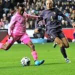 Thembi Kgatlana and England's Alex Greenwood in action during a friendly match on October 29, 2024. (Photo via X/ @Banyana_Banyana)