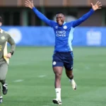 Patson Daka earlier this month during his light training. (Photo via LCFC media)