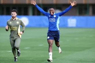 Patson Daka earlier this month during his light training. (Photo via LCFC media)