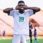 Kennedy Musonda celebrating his goal against Sierra Leone in the 2025 AFCON qualifiers. (Photo via FAZ media)