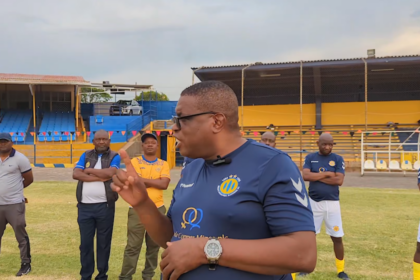 George Lwandamina addressing players at the Nchanga Stadium in Chingola on November 18, 2024.