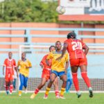 Ivy Nambeye tightly marked by Red Arrows players. (Photo via Nchanga Rangers FC media)