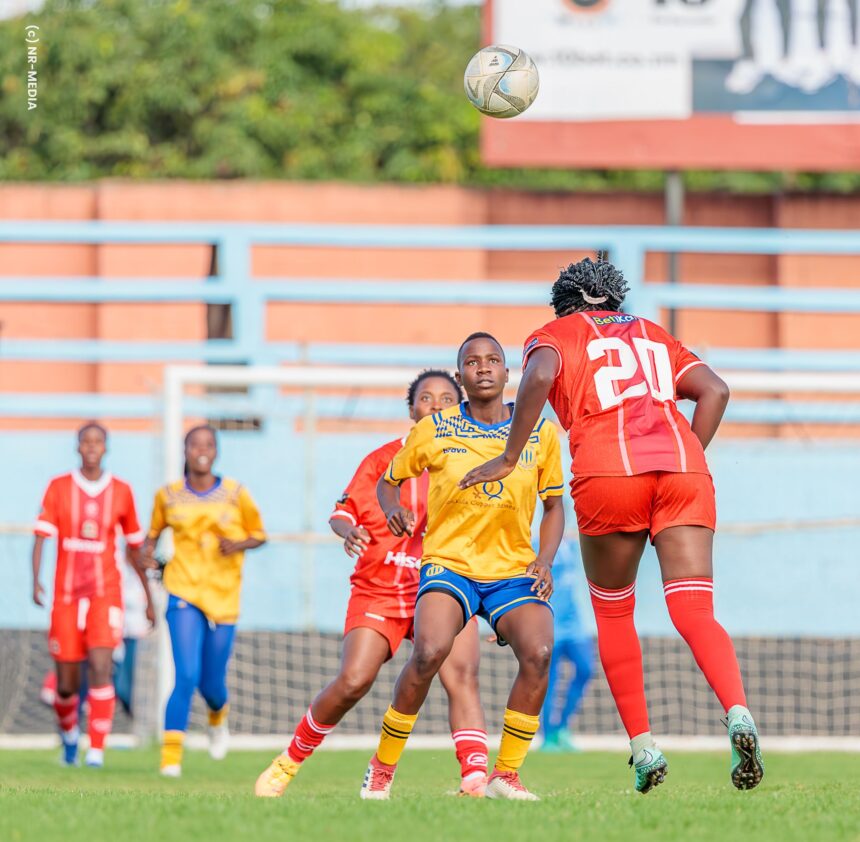 Ivy Nambeye tightly marked by Red Arrows players. (Photo via Nchanga Rangers FC media)