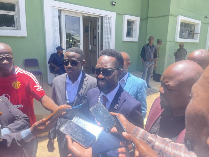 Aspiring Football Association of Zambia (FAZ) president Godfrey Chikumbi speaking to journalists after filing his nomination at Football House in Lusaka. (Photo/courtesy)