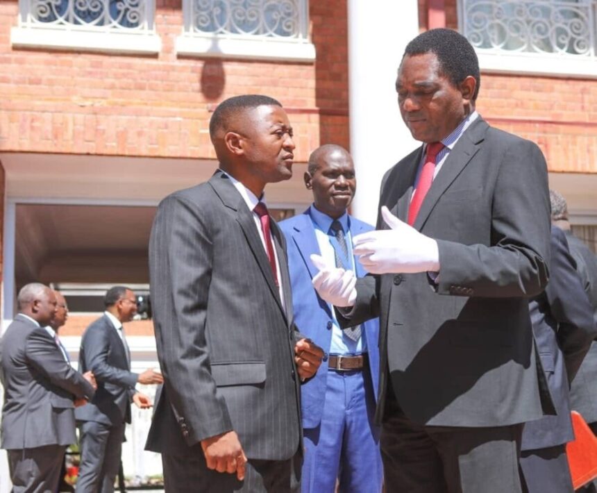 Keith Mweemba and President Hakainde Hichilema. (Photo/courtesy)