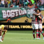 Miami Gardens, USA, 25th June 2025. Keno of Fluminese and Thiago Santos of Fluminese celebrate at the final whistle during the Mamelodi Sundowns FC vs Fluminense FC FIFA Club World Cup match at Hard Rock Stadium, Miami Gardens. (David Klein / Sportimage)