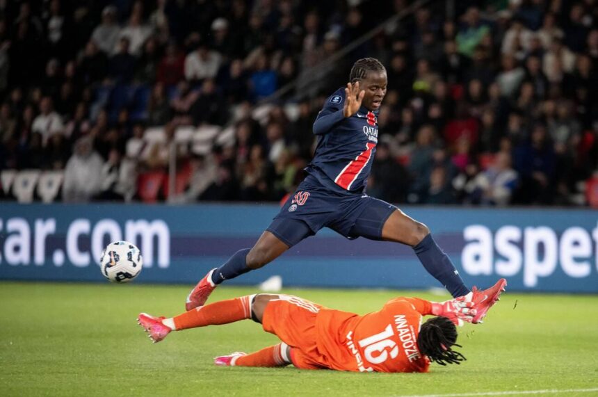 Kanjinga Merveille during the Arkema Première Ligue Feminine, semi-final match between Paris and Paris FC on May 11, 2025 at Parc des Princes in Paris, France. (Photo by Eliot Blondet/ABACAPRESS.COM)