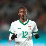 Evarine Katongo (Zambia) looks on during a Group C - FIFA Women's World Cup Australia & New Zealand 2023 game, Spain vs Zambia, at Eden Park, Auckland, New Zealand. (Photo by Kim Price/CSM/Alamy Live News.)