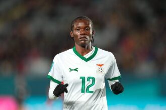 Evarine Katongo (Zambia) looks on during a Group C - FIFA Women's World Cup Australia & New Zealand 2023 game, Spain vs Zambia, at Eden Park, Auckland, New Zealand. (Photo by Kim Price/CSM/Alamy Live News.)