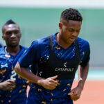 Miguel Chaiwa during training with the Chipolopolo Boys. (Photo via FAZ media)