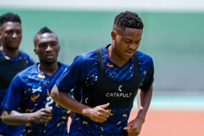 Miguel Chaiwa during training with the Chipolopolo Boys. (Photo via FAZ media)