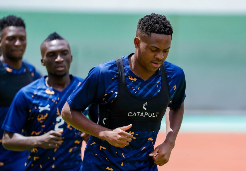 Miguel Chaiwa during training with the Chipolopolo Boys. (Photo via FAZ media)