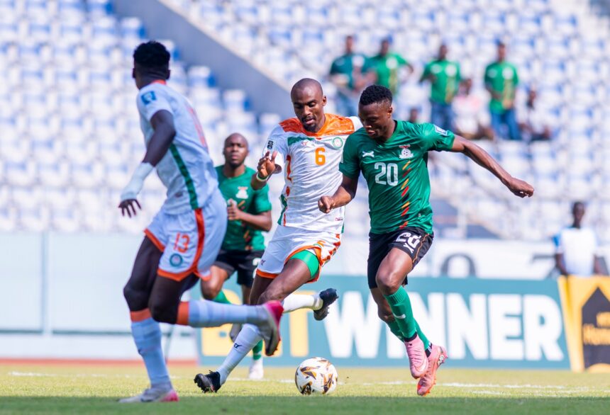 Patson Daka in actions against Niger on October 12, 2025 during the 2026 FIFA World Cup qualifiers at the Levy Mwanawansa stadium. (Photo via FAZ media)