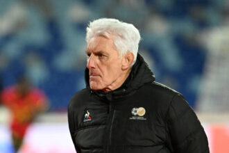 Hugo Broos, head coach of South Africa during the 2025 Africa Cup of Nations game between South Africa and Angola at Marrakech Stadium in Morocco on 22 December 2025 ©Ryan Wilkisky/BackpagePix