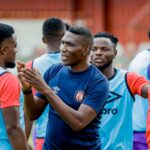 Elijah Tana with Nkana players during training. (Photo via Nkana FC media)