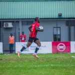 Mandanji celebrates his goal at Sunset Stadium. (Photo via Zanaco FC media)