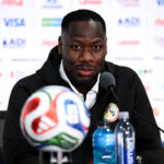 EAST RUTHERFORD, NEW JERSEY - JUNE 15: Pape Thiaw, Head Coach of Senegal, attends the press conference of Senegal one day ahead of the FIFA World Cup 2026 Group I match between France and Senegal at New York New Jersey Stadium on June 15, 2026 in East Rutherford, New Jersey. (Photo by Hannah Peters - FIFA/FIFA via Getty Images)