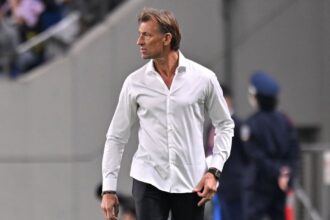 SAITAMA, JAPAN - MARCH 25: Head coach Herve Renard of Saudi Arabia is seen during the FIFA World Cup qualifier Asian third round Group C match between Japan and Saudi Arabia at Saitama Stadium on March 25, 2025 in Saitama, Japan. (Photo by Kenta Harada/Getty Images)