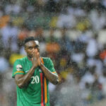Zambia's forward Emmanuel Mayuka reacts after missing a shoot during the Africa Cup of Nations (CAN 2012) final football match between Zambia and Ivory Coast at the Stade de l'Amitie in Libreville on February 12, 2012. AFP PHOTO / FRANCK FIFE (Photo credit should read FRANCK FIFE/AFP via Getty Images)