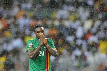 Zambia's forward Emmanuel Mayuka reacts after missing a shoot during the Africa Cup of Nations (CAN 2012) final football match between Zambia and Ivory Coast at the Stade de l'Amitie in Libreville on February 12, 2012. AFP PHOTO / FRANCK FIFE (Photo credit should read FRANCK FIFE/AFP via Getty Images)