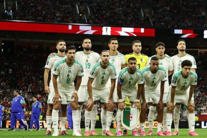 VANCOUVER, BRITISH COLUMBIA - JULY 02: Algeria players pose for a team photograph before the FIFA World Cup 2026 Round of 32 match between Switzerland and Algeria at BC Place Vancouver on July 02, 2026 in Vancouver, British Columbia. (Photo by Jared C. Tilton - FIFA/FIFA via Getty Images)