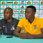 Chris Kaunda and Patson Daka during a press conference at the 2015 AFCON. (Photo/courtesy)