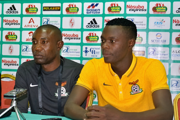 Chris Kaunda and Patson Daka during a press conference at the 2015 AFCON. (Photo/courtesy)