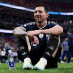 ATLANTA, GEORGIA - JULY 15: Lionel Messi #10 of Argentina celebrates after the 2-1 win during the FIFA World Cup 2026 Semi Final match between England and Argentina at Atlanta Stadium on July 15, 2026 in Atlanta, Georgia. (Photo by Patrick Smith - FIFA/FIFA via Getty Images)