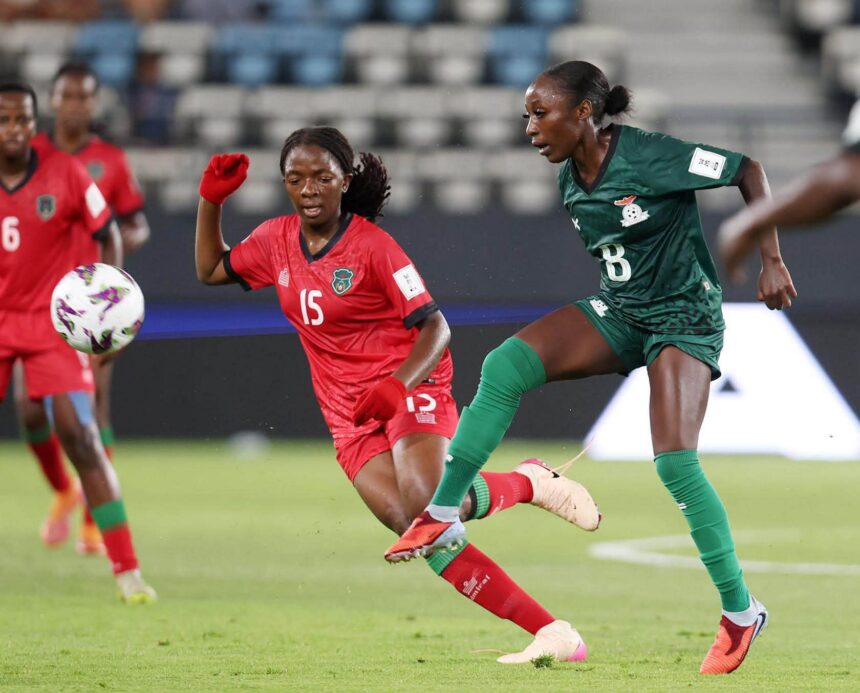 Margret Belemu in action against Malawi. (Photo via FAZ media)