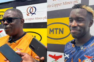 Coach George Lwandamina and Fashion Sakala.