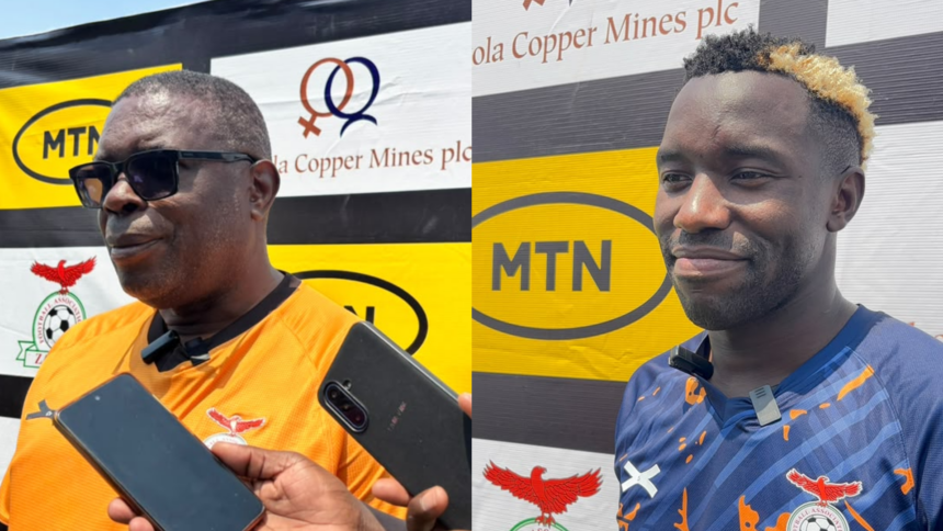 Coach George Lwandamina and Fashion Sakala.
